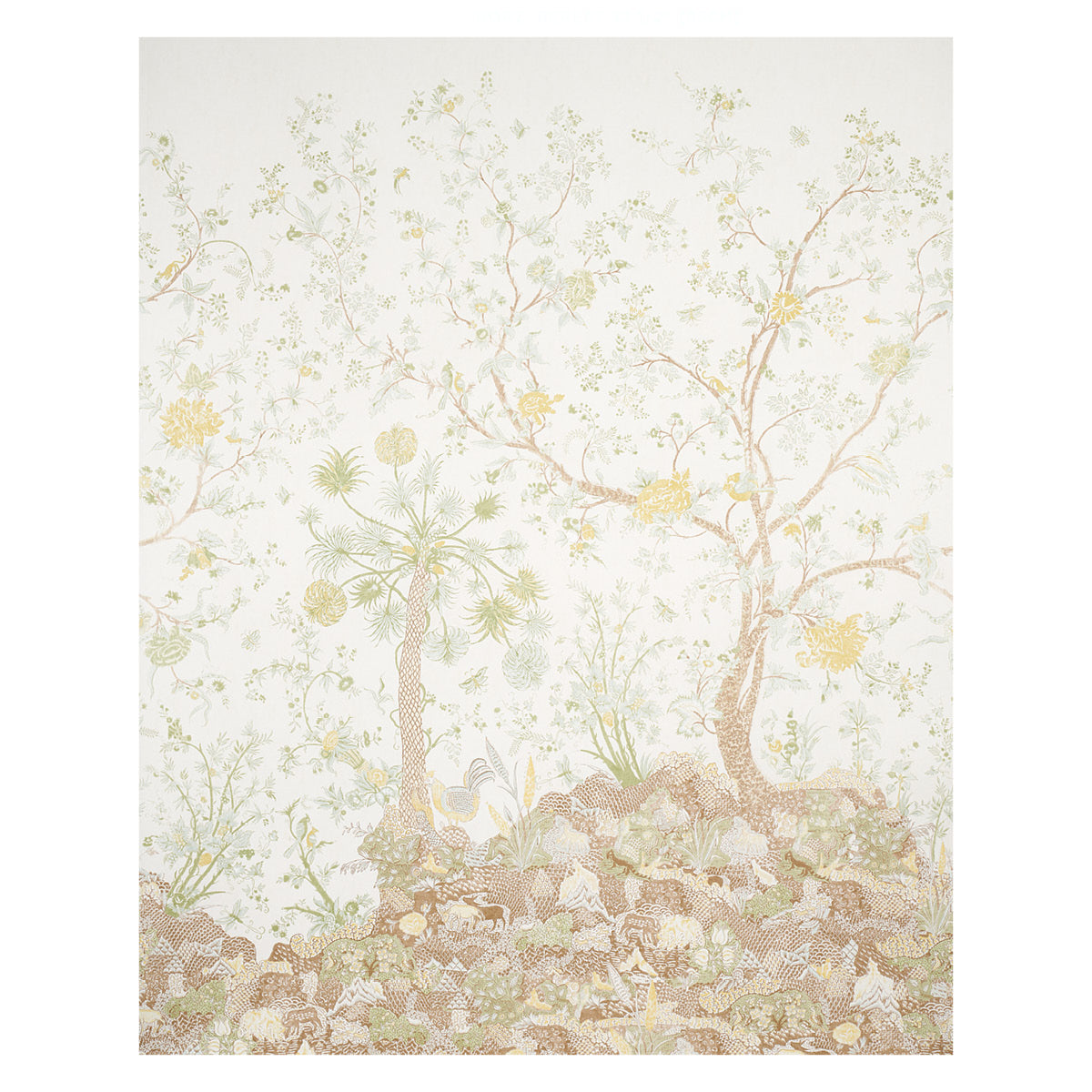 Amaltas Panel Set fabric in green and yellow color - pattern number 5012332 - by Schumacher in the East Meets West collection