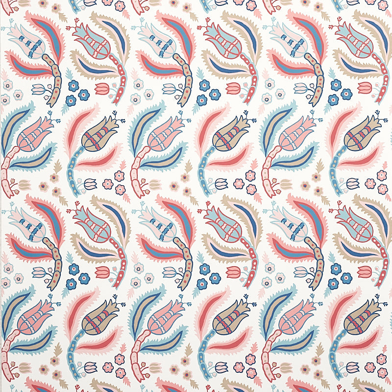 Malabar Vine fabric in rose and delft color - pattern number 5012341 - by Schumacher in the East Meets West collection