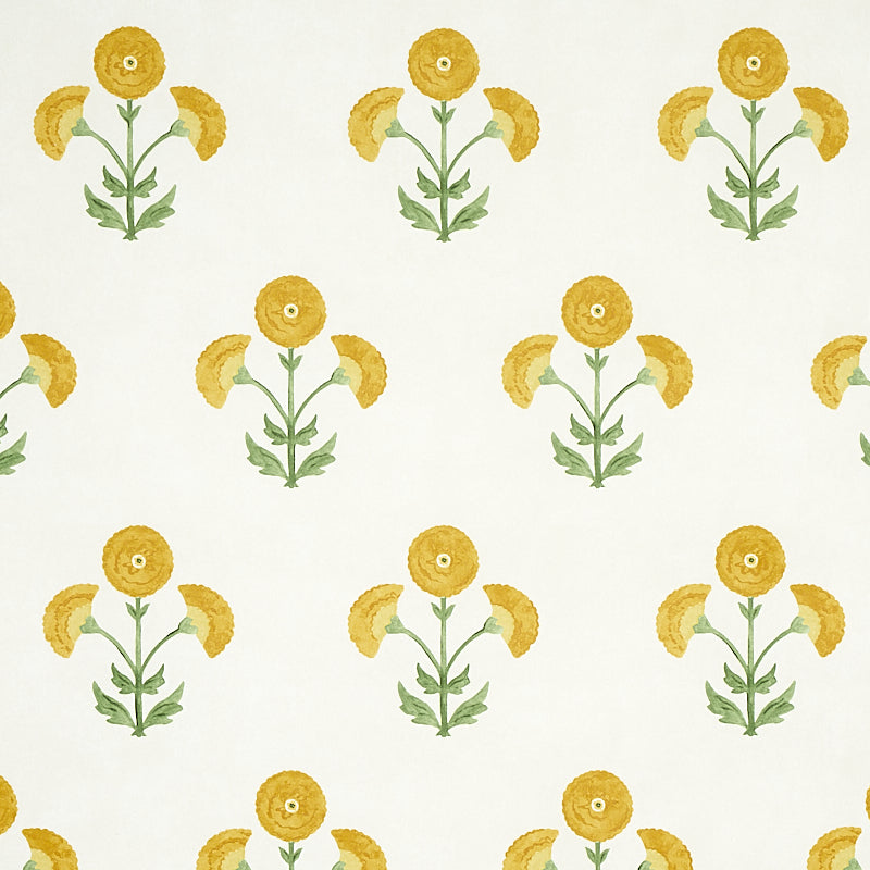 Saranda Flower fabric in marigold color - pattern number 5012411 - by Schumacher in the East Meets West collection