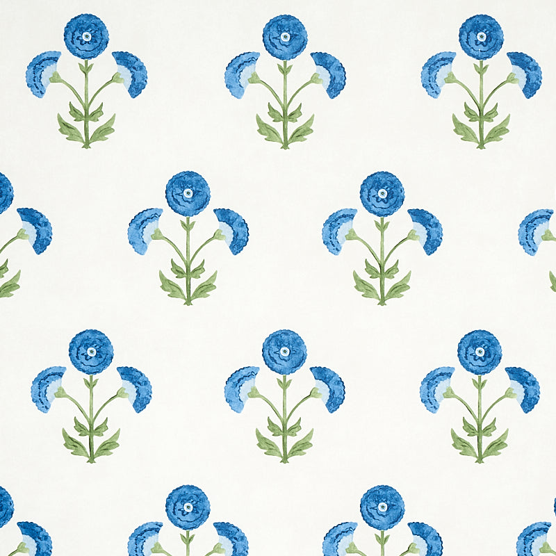 Saranda Flower fabric in royal color - pattern number 5012412 - by Schumacher in the East Meets West collection