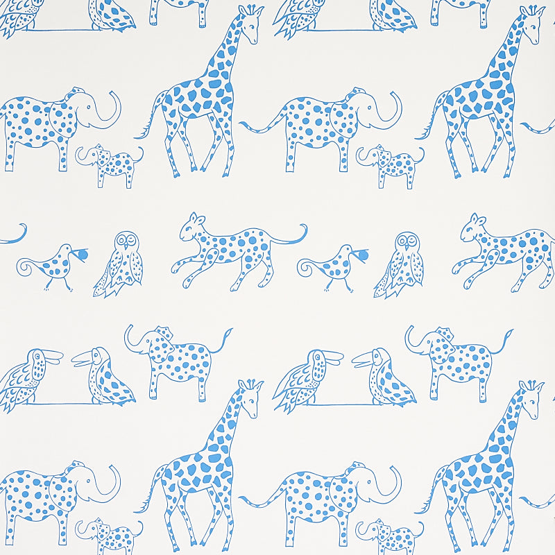 Jungle Jubilee wallpaper in blue color - pattern number 5012470 - by Schumacher in the Flight of Fancy collection