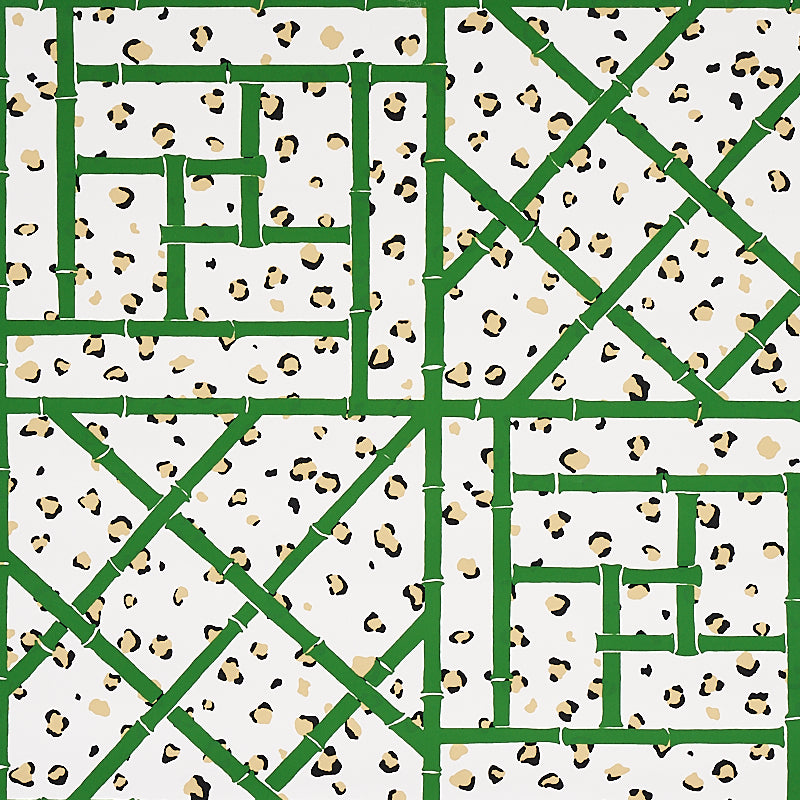 Fancy Beast fabric in safari green ivory color - pattern number 5012560 - by Schumacher in the Cristina Buckley collection