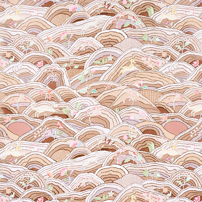 Rolling Hills wallpaper in mocha neutral color - pattern number 5012630 - by Schumacher in the Flight of Fancy collection