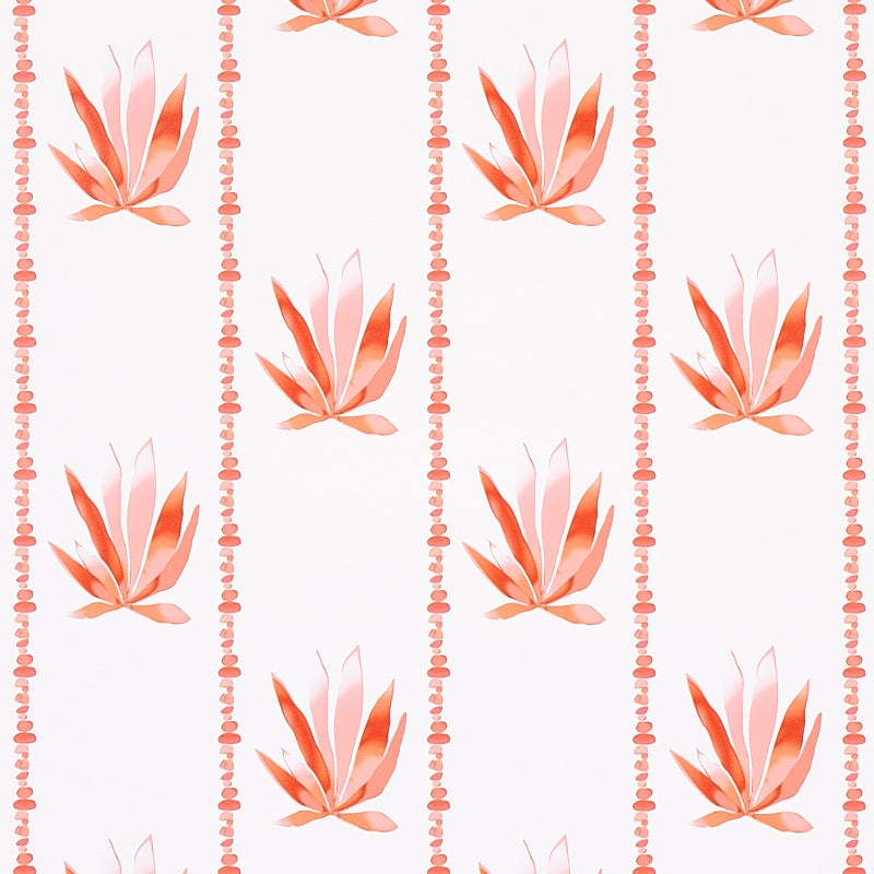 Agave Stripe wallpaper in grapefruit color - pattern number 5012682 - by Schumacher in the Peg Norriss collection