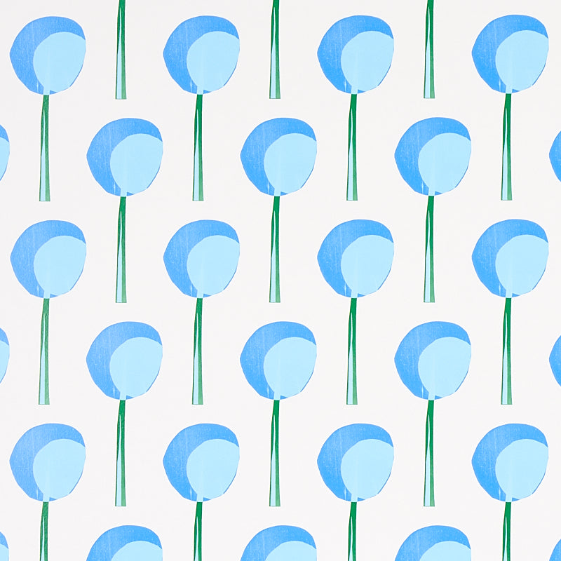 Topiary wallpaper in bluebell color - pattern number 5012701 - by Schumacher in the Peg Norriss collection