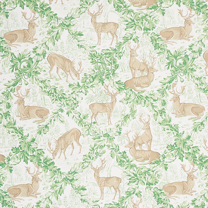Woburn Meadow fabric in forest color - pattern number 5012731 - by Schumacher in the Flight of Fancy collection