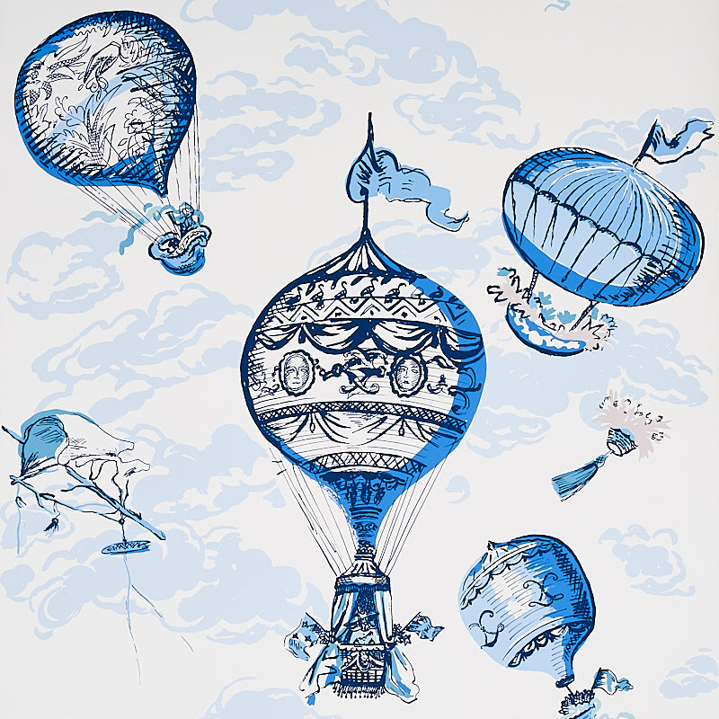 Balloons fabric in blue color - pattern number 5012790 - by Schumacher in the Flight of Fancy collection