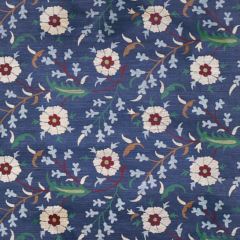 Floralia Sisal wallpaper in indigo color - pattern number 5012831 - by Schumacher in the Cabana collection