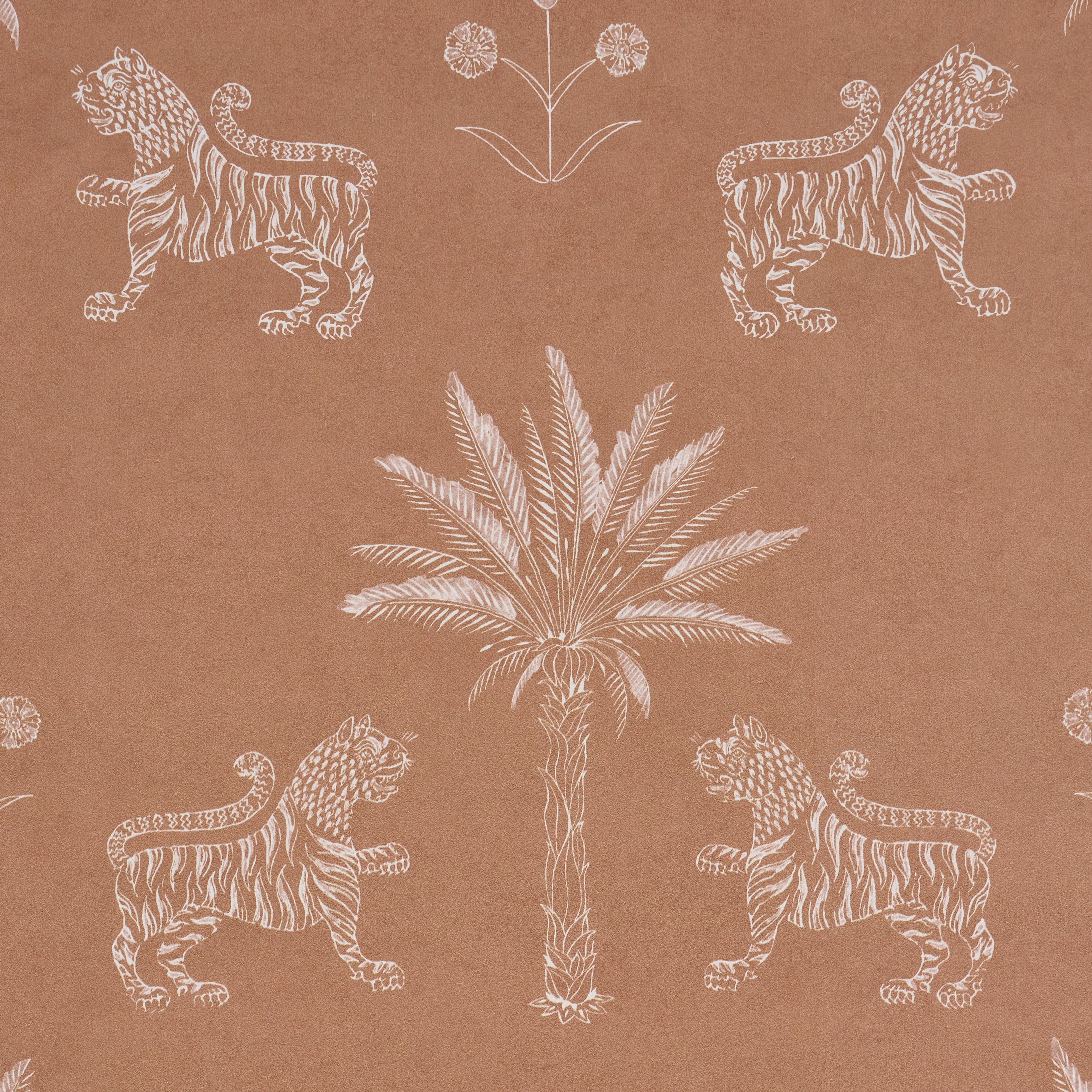 Tiger Palm Silhouette Wallpaper in mediterranean spice color - pattern number 5012924 - by Schumacher in the Atelier Paris collection
