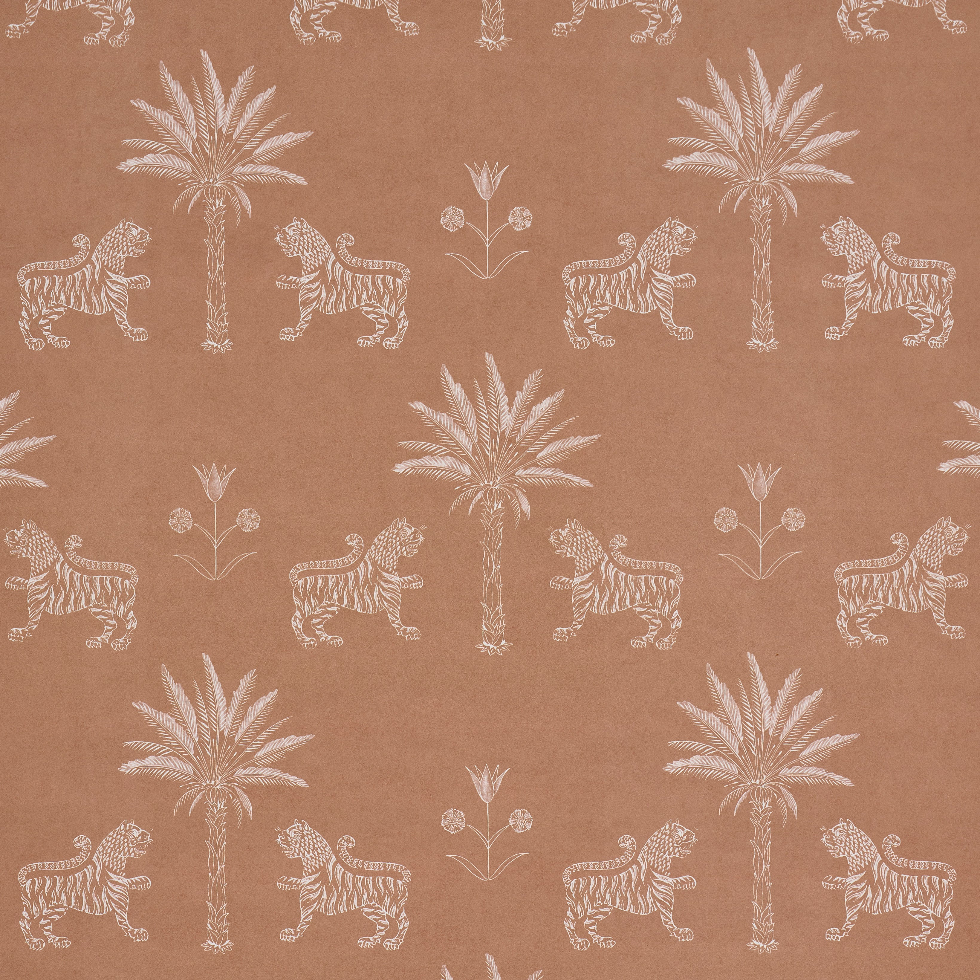 Tiger Palm Silhouette Wallpaper in mediterranean spice color - pattern number 5012924 - by Schumacher in the Atelier Paris collection