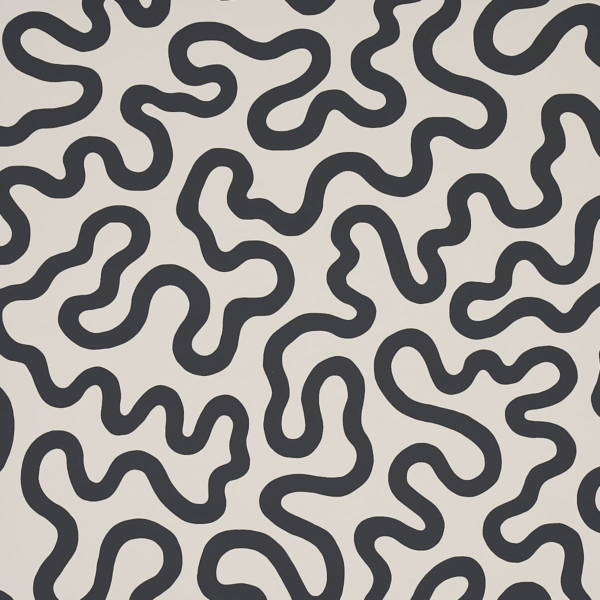 Riley wallpaper in soft black color - pattern number 5012930 - by Schumacher in the New Wave Black and White collection