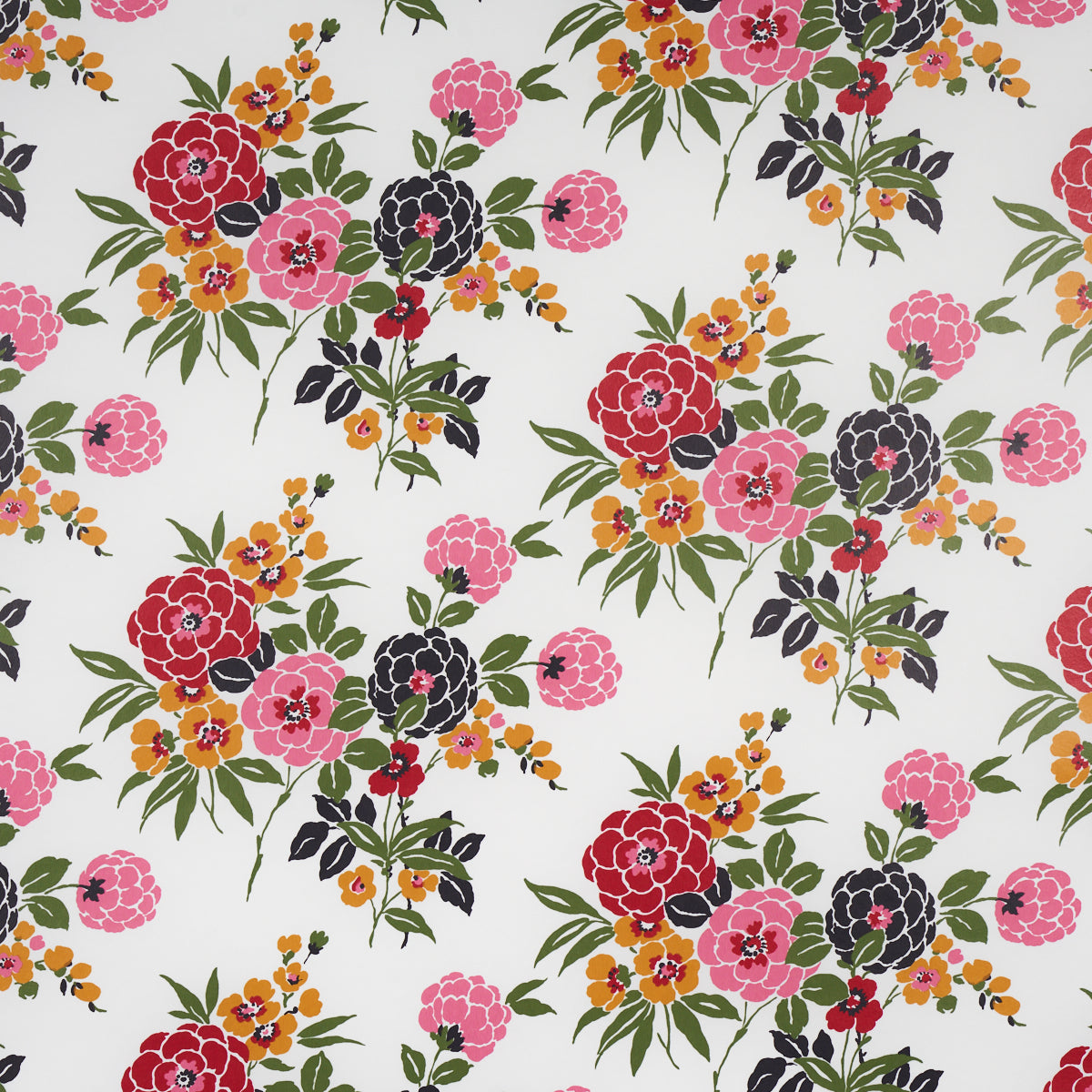 Valentina Floral wallpaper in multi on white color - pattern number 5013131 - by Schumacher in the Orient Express II collection