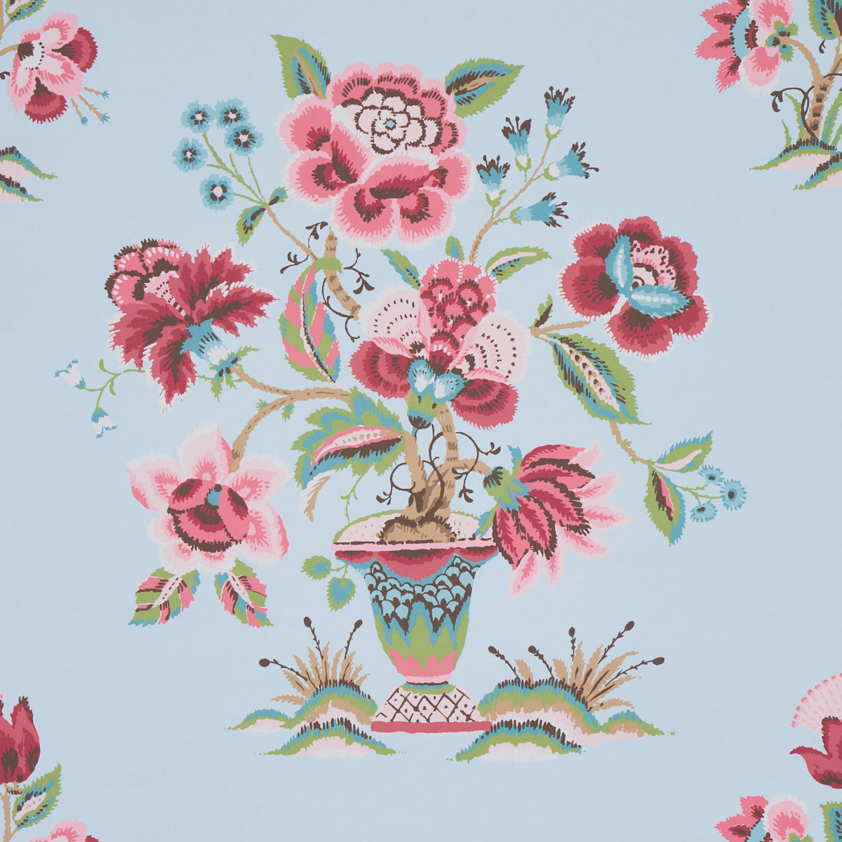Ashford fabric in rose and sky color - pattern number 5013180 - by Schumacher in the Schumacher Classics collection