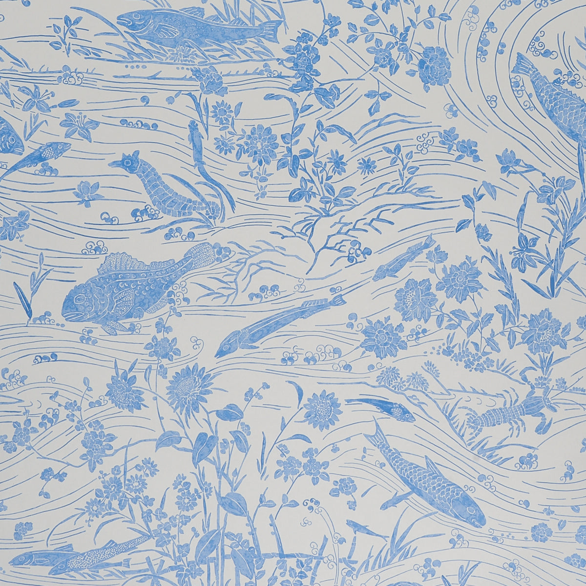 Sea Garden wallpaper in porcelain color - pattern number 5013280 - by Schumacher in the Panels Collection collection