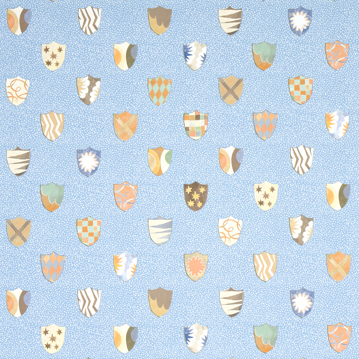 Heraldic wallpaper in oxford blue color - pattern number 5013491 - by Schumacher in the Happy Menocal collection