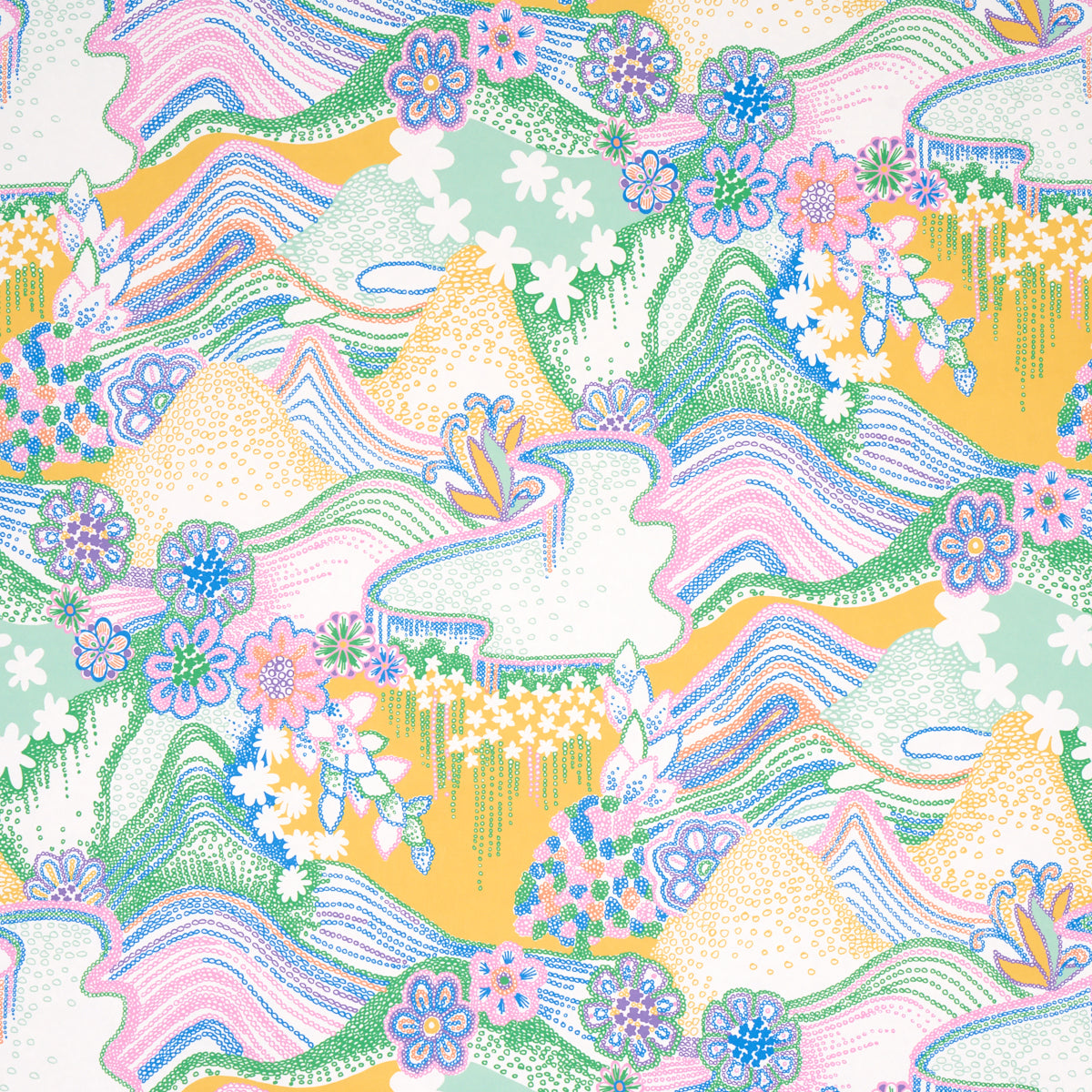 Daisy Chain wallpaper in light multi color - pattern number 5013550 - by Schumacher in the Clements Ribeiro collection
