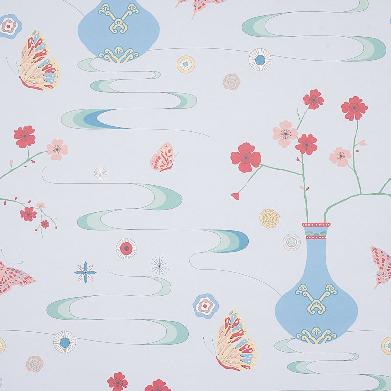 Fantasia wallpaper in hyacinth blue color - pattern number 5013591 - by Schumacher in the Cristina Buckley collection