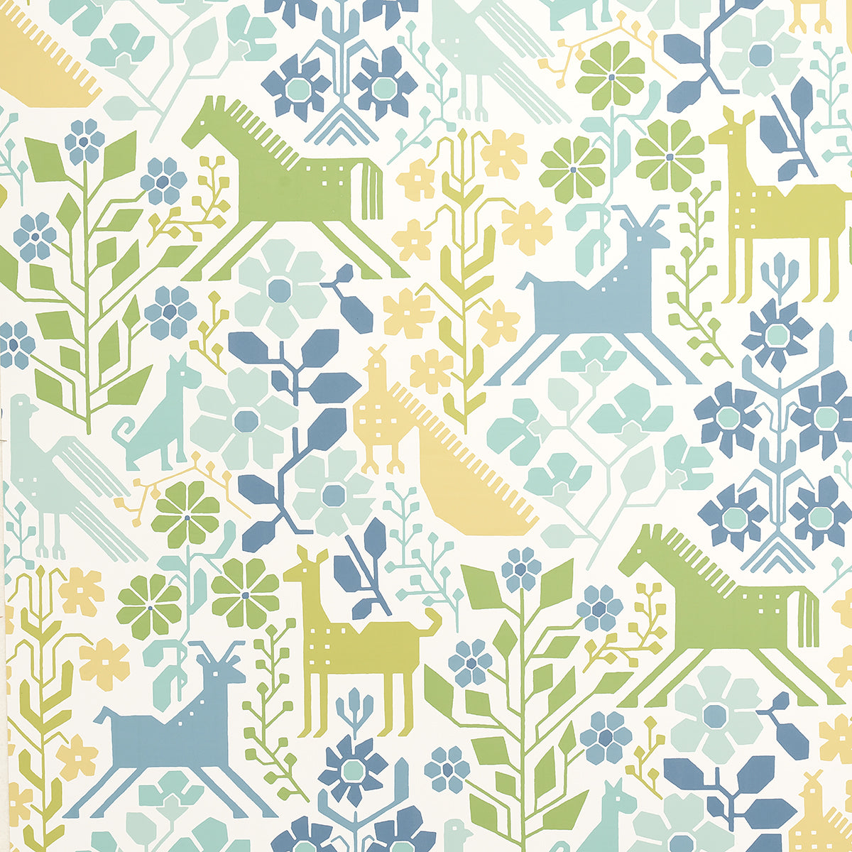 Lupita wallpaper in blues and greens color - pattern number 5013761 - by Schumacher in the Moon River collection