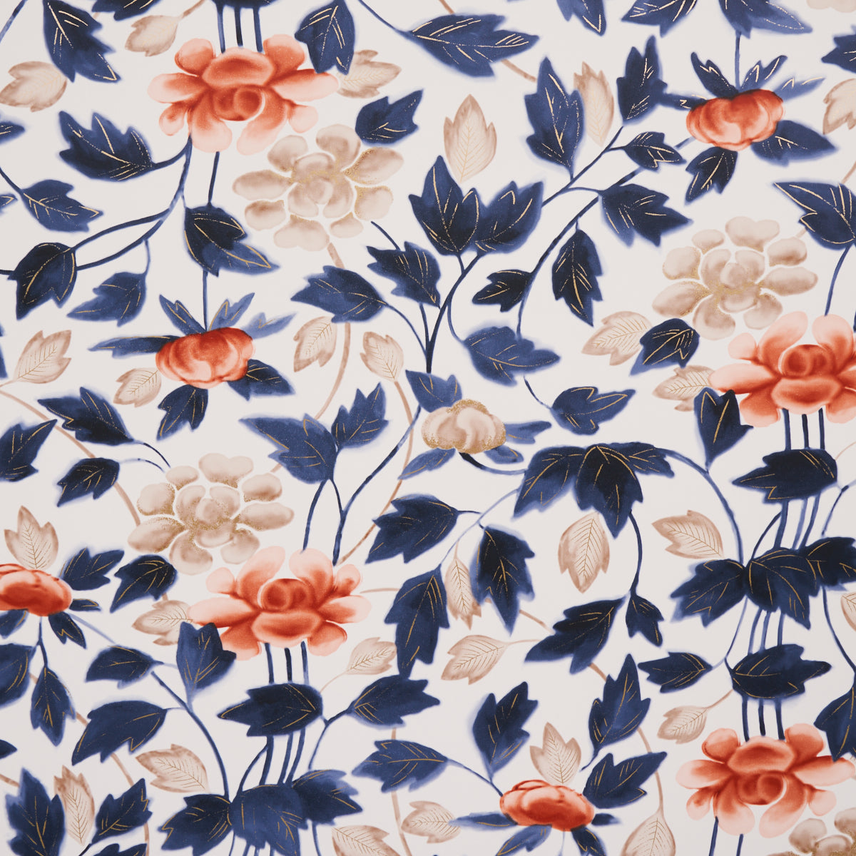 Imari wallpaper in blue ink color - pattern number 5014050 - by Schumacher in the David Kaihoi collection