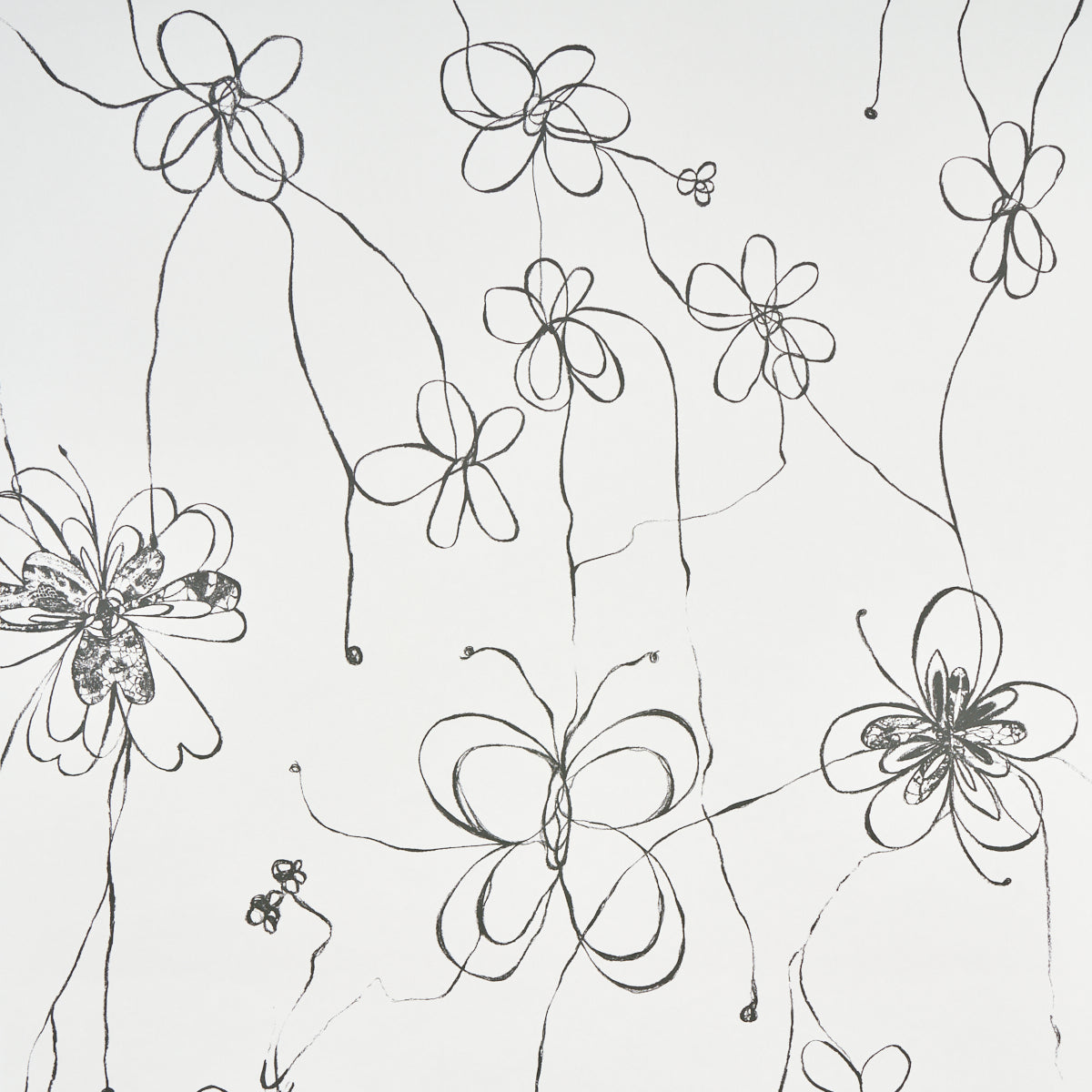 Come Back as a Flower fabric in soft black color - pattern number 5014090 - by Schumacher in the Hera Ford collection