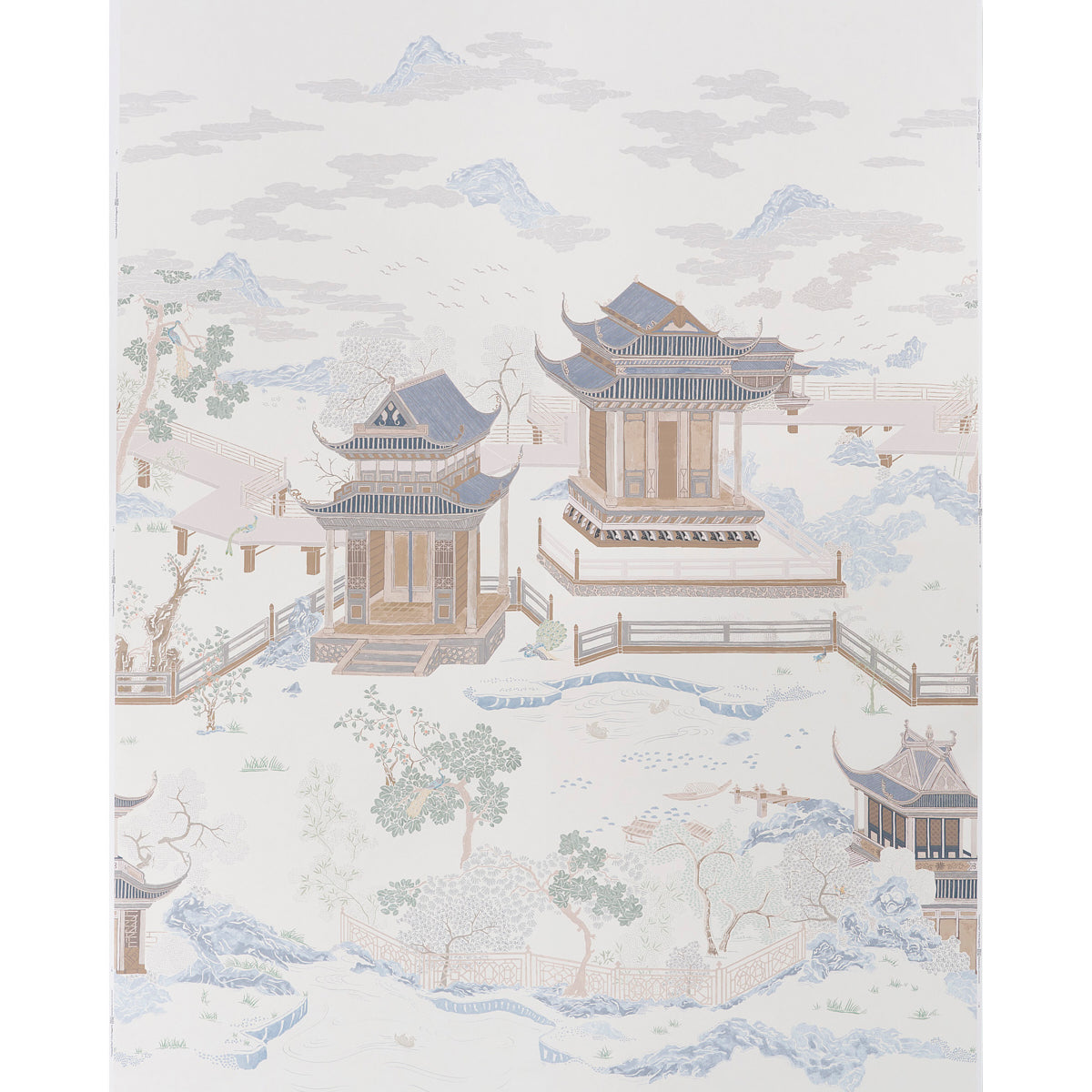 Coromandel Panel Set fabric in alabaster color - pattern number 5014160 - by Schumacher in the Panels Collection collection