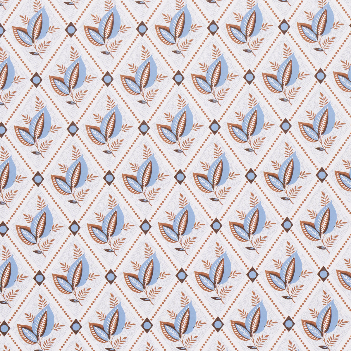 Basile Trellis wallpaper in delft and sepia color - pattern number 5014232 - by Schumacher in the New Traditional Provencal collection