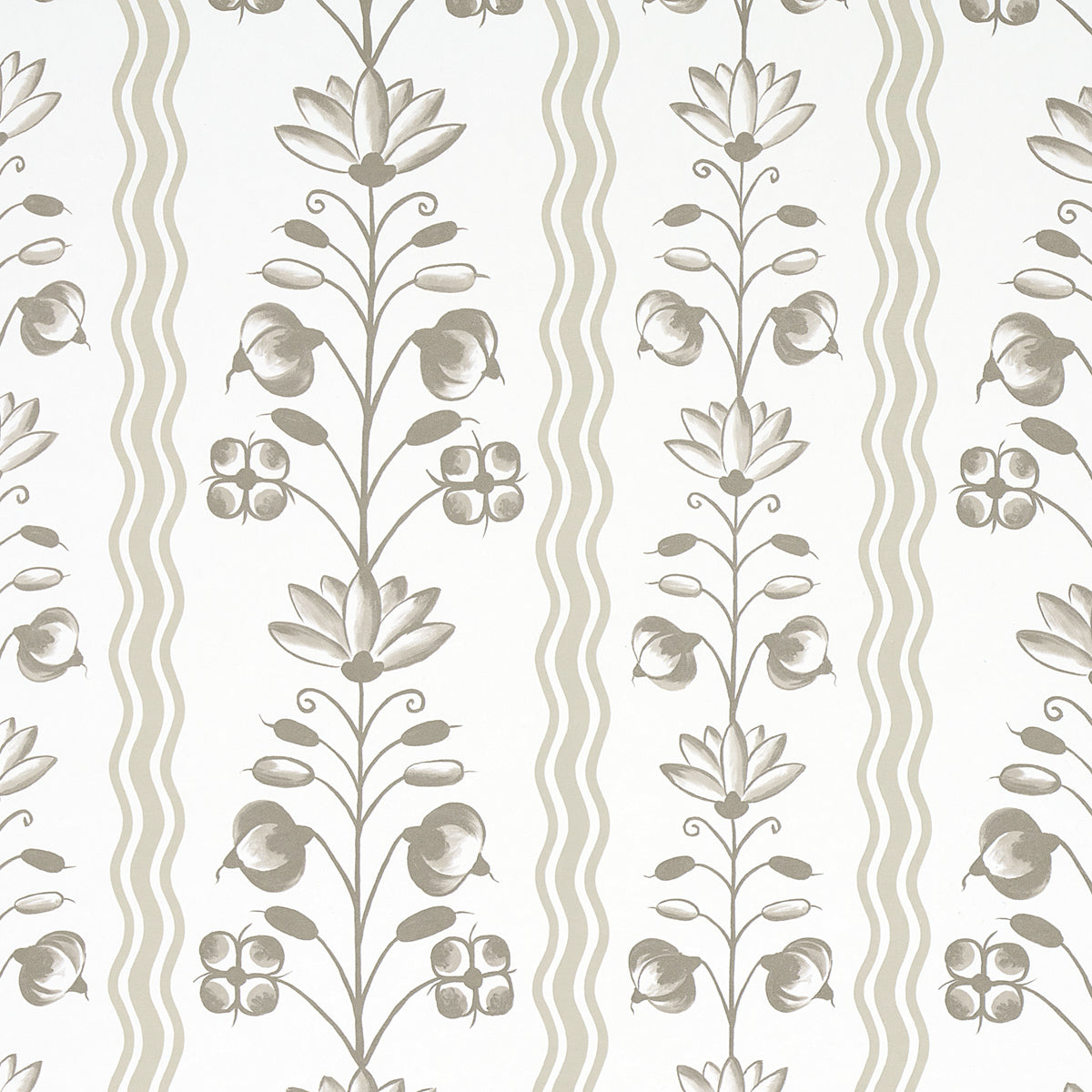 Delft Waves wallpaper in neutral color - pattern number 5014382 - by Schumacher in the Marie Anne Oudejans collection