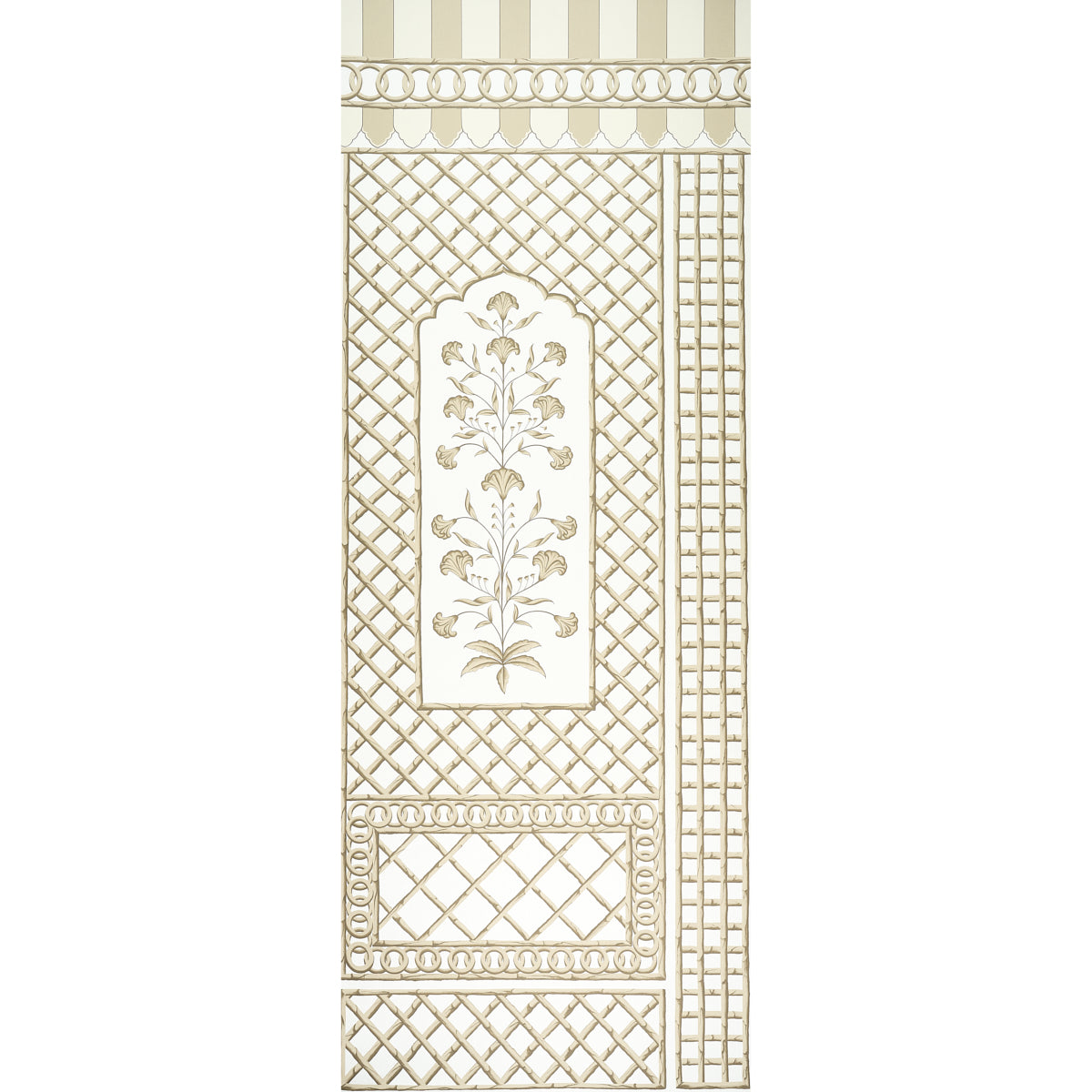 Bamboo Trellis Panel A wallpaper in neutral color - pattern number 5014392 - by Schumacher in the Marie Anne Oudejans collection