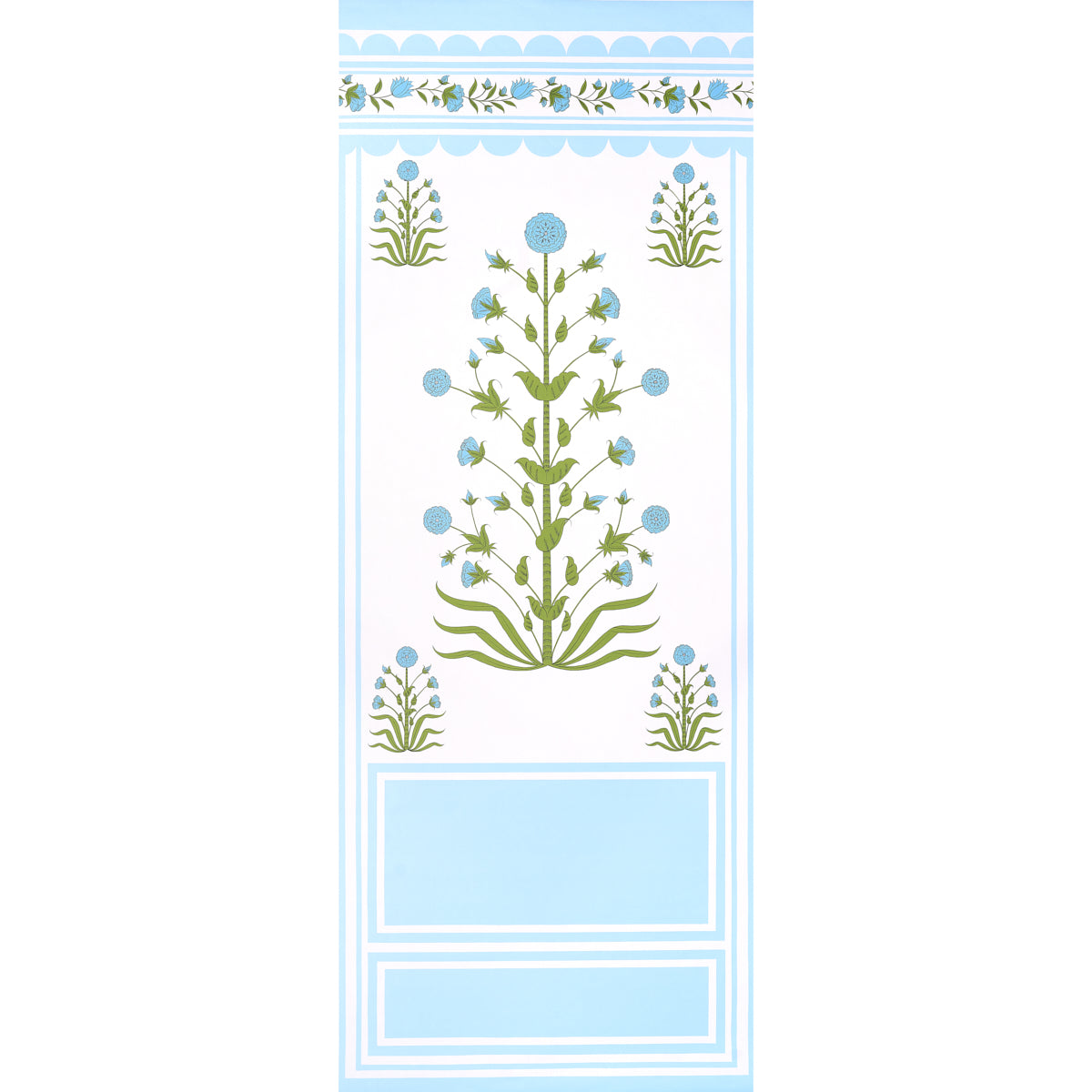 Royal Poppy Panel A wallpaper in blue color - pattern number 5014431 - by Schumacher in the Marie Anne Oudejans collection
