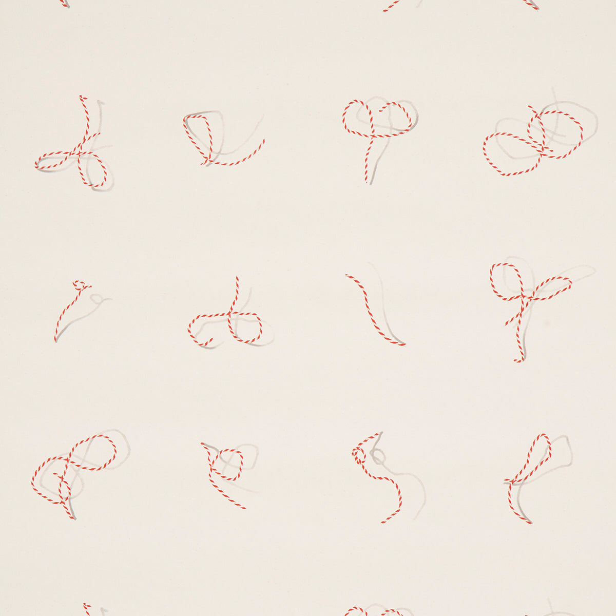 Butcher String fabric in red and white on ivory color - pattern number 5014470 - by Schumacher in the Charlap Hyman and Herrero collection