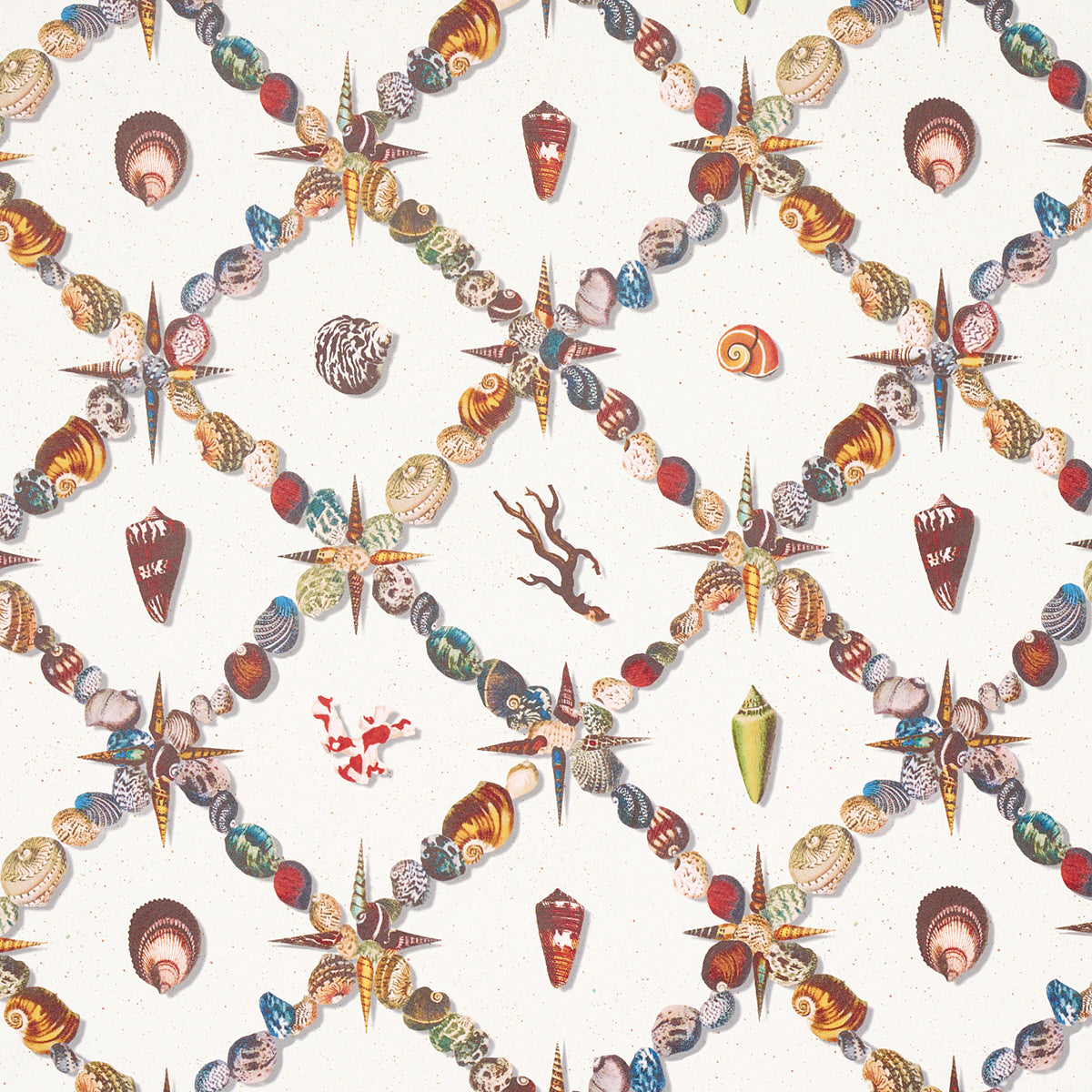 Grotto Treillage fabric in multi on ivory color - pattern number 5014492 - by Schumacher in the Charlap Hyman and Herrero collection