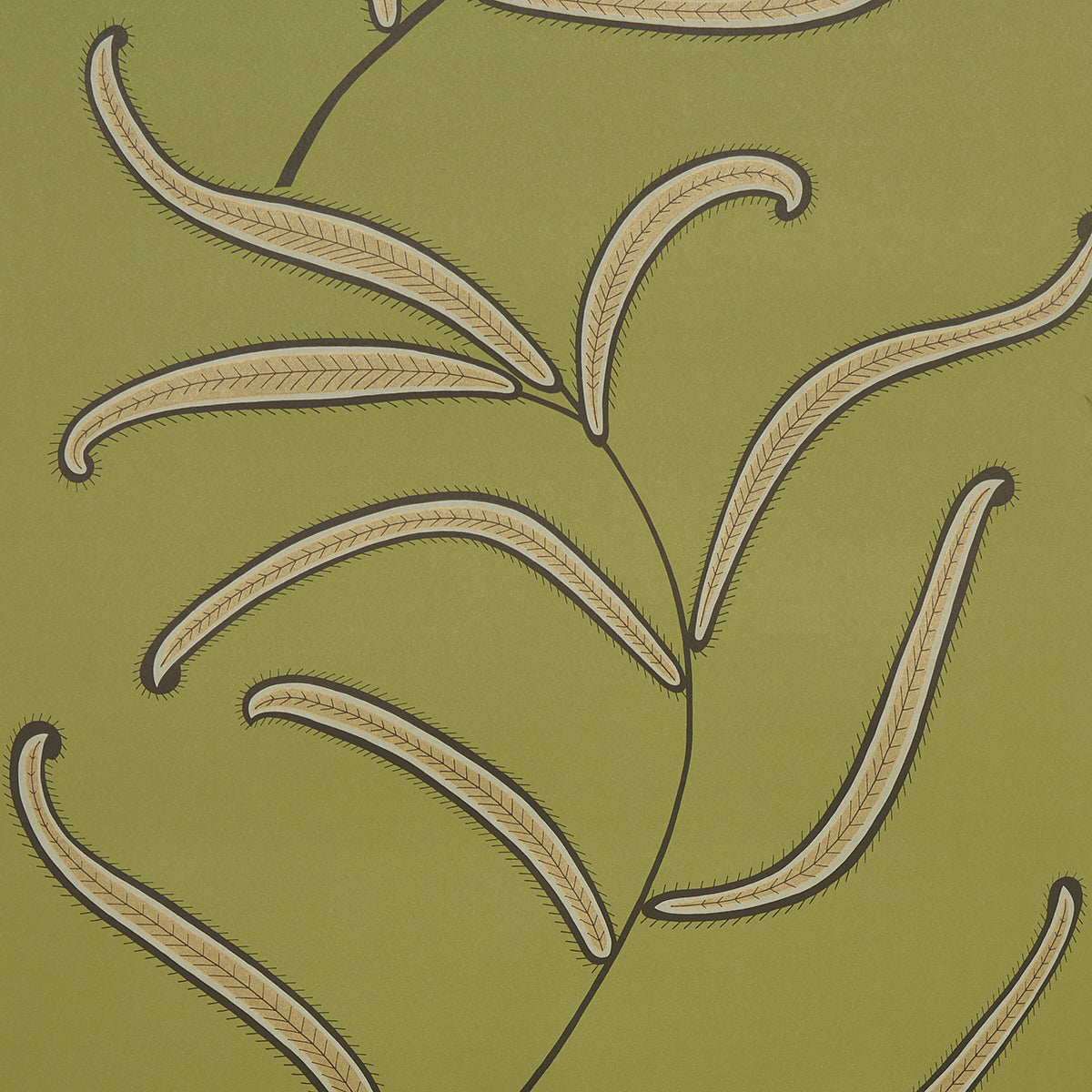 Caterpillar Leaf wallpaper in meadow green color - pattern number 5014531 - by Schumacher in the Neisha Crosland collection