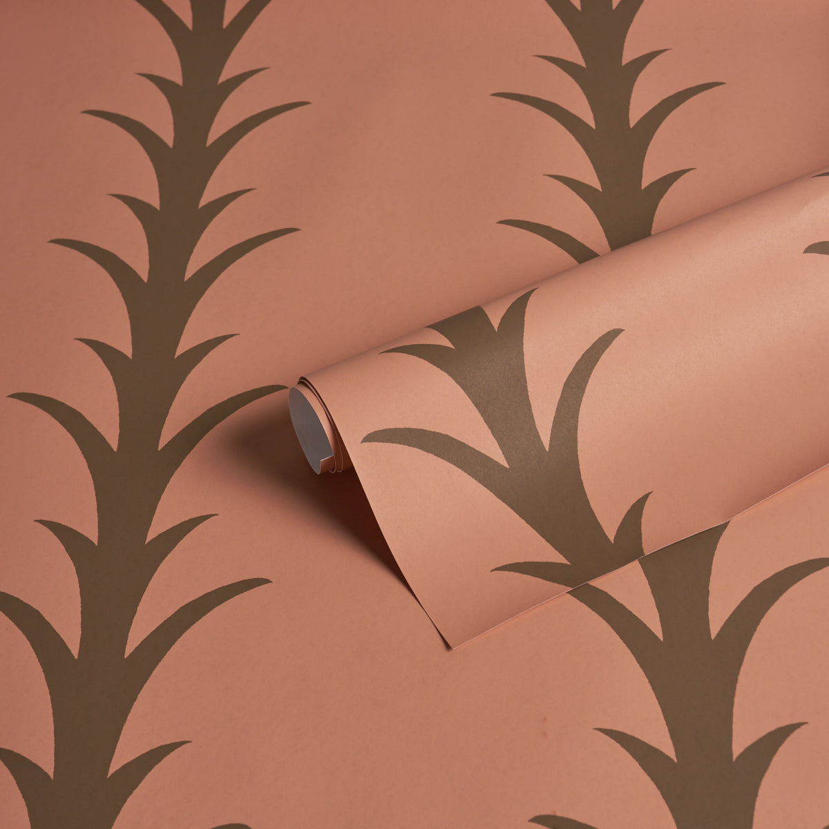 Acanthus Stripe Wallpaper in brown on rosewood color - pattern number 5014778 - by Schumacher in the Atelier Paris collection