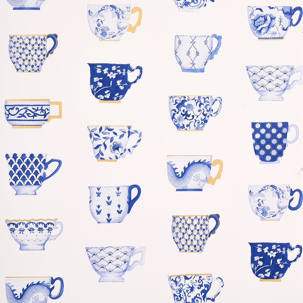 Onies Teacups fabric in porcelin color - pattern number 5014782 - by Schumacher in the New Old Fashioned collection