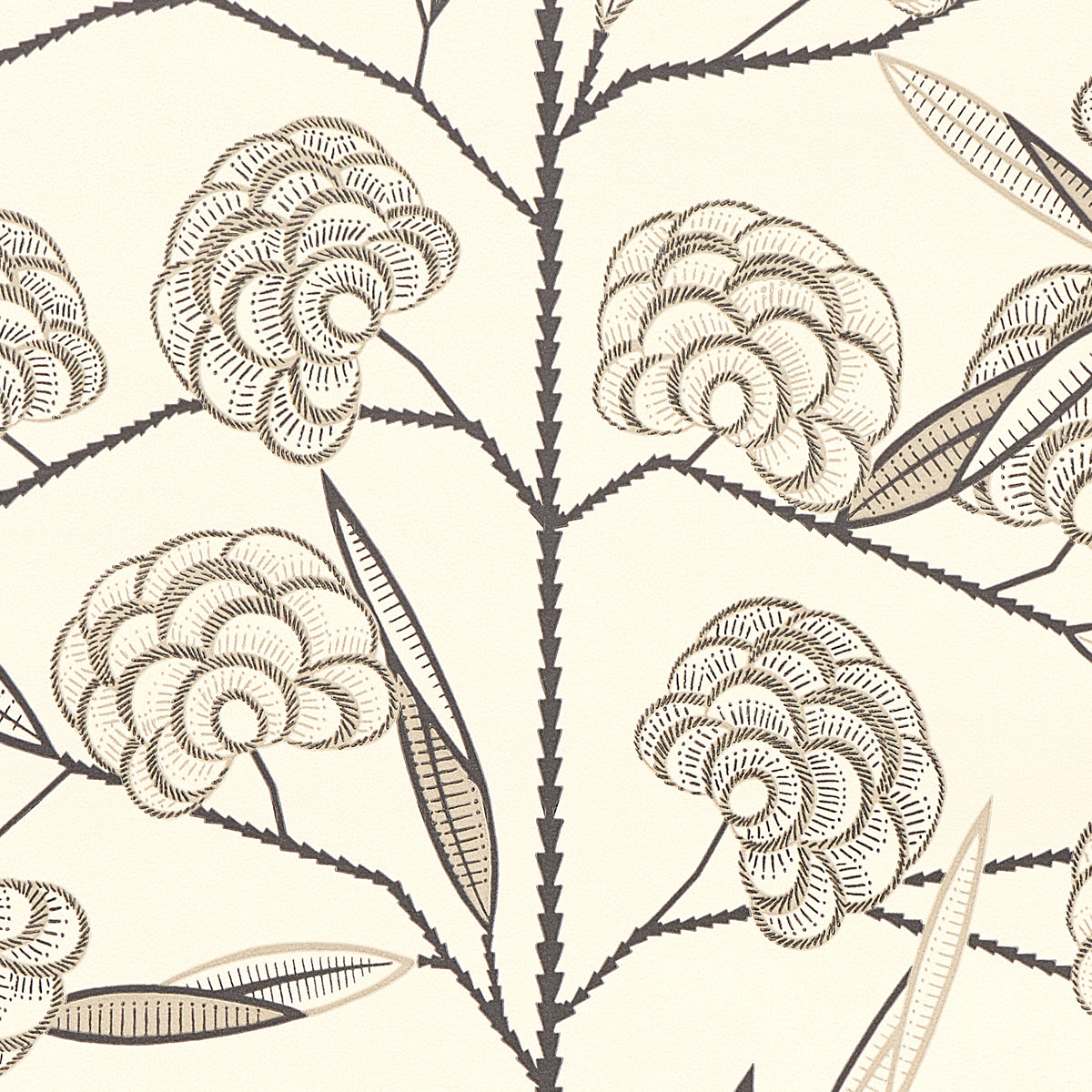 Jacobs Tree wallpaper in black and cream color - pattern number 5015031 - by Schumacher in the Neisha Crosland collection