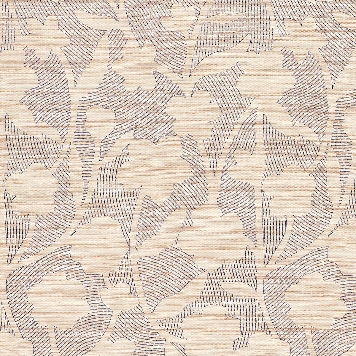 Kantha Embroidered Flower Sisal wallpaper in carbon color - pattern number 5015180 - by Schumacher in the Textured Wallcoverings and Printed Grasscloths collection