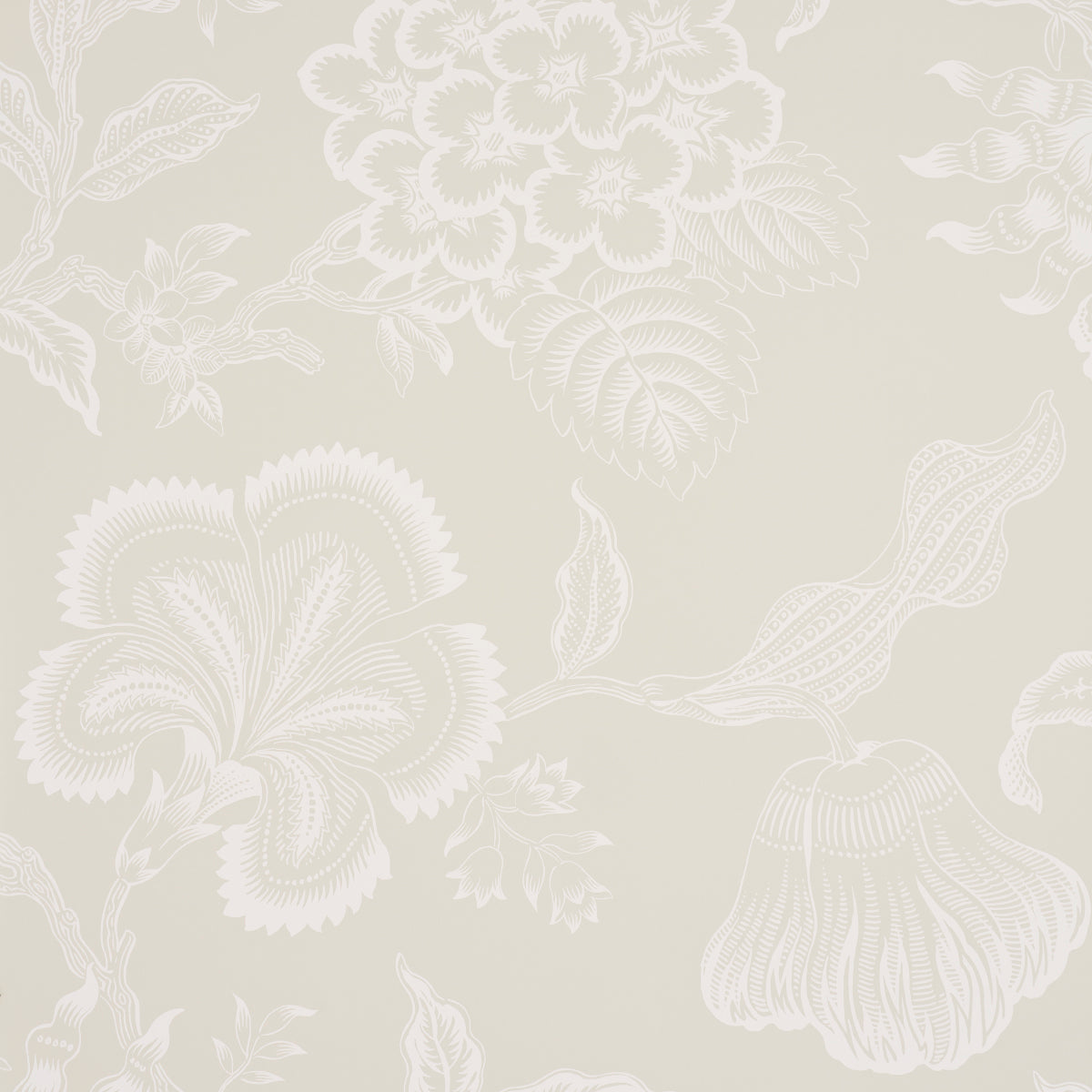 Hothouse Flowers Silhouette wallpaper in cream color - pattern number 5015320 - by Schumacher in the Celerie Kemble collection