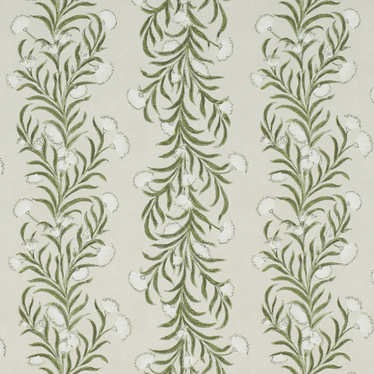 Tasmanian Mimosa wallpaper in ivory and green color - pattern number 5015362 - by Schumacher in the Celerie Kemble collection