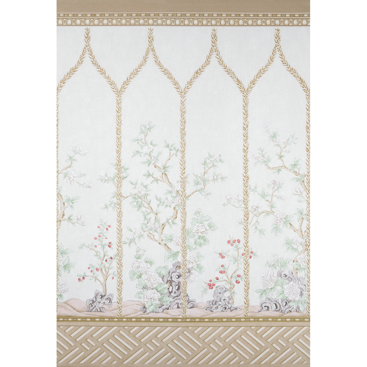 Victoria Panel Set wallpaper in stone color - pattern number 5015401 - by Schumacher in the Panels Collection collection