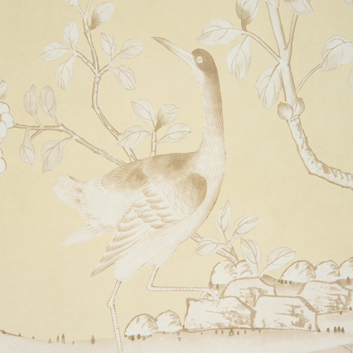 Chinois Palais Panel Wallpaper in Butter color - pattern number 5015443 - by Schumacher in the Panels Collection collection