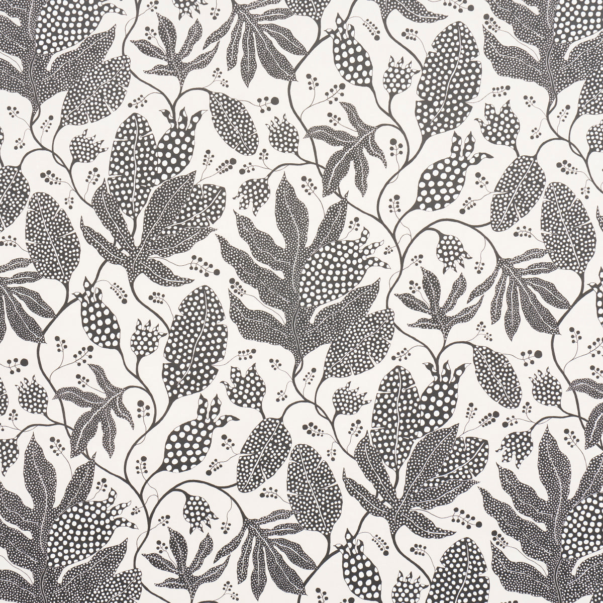 Polka Dot Jungle fabric in black and cream color - pattern number 5015462 - by Schumacher in the Marian Mcevoy collection