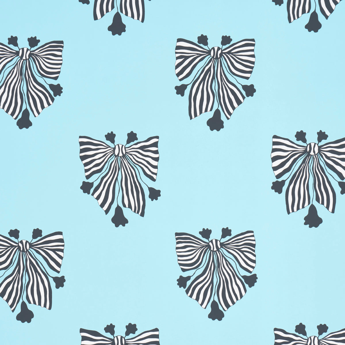 Bow Wow Wow wallpaper in aqua color - pattern number 5015470 - by Schumacher in the Marian Mcevoy collection