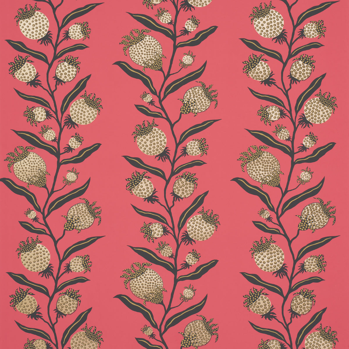 Thistle Vine fabric in red and gold color - pattern number 5015480 - by Schumacher in the Marian Mcevoy collection
