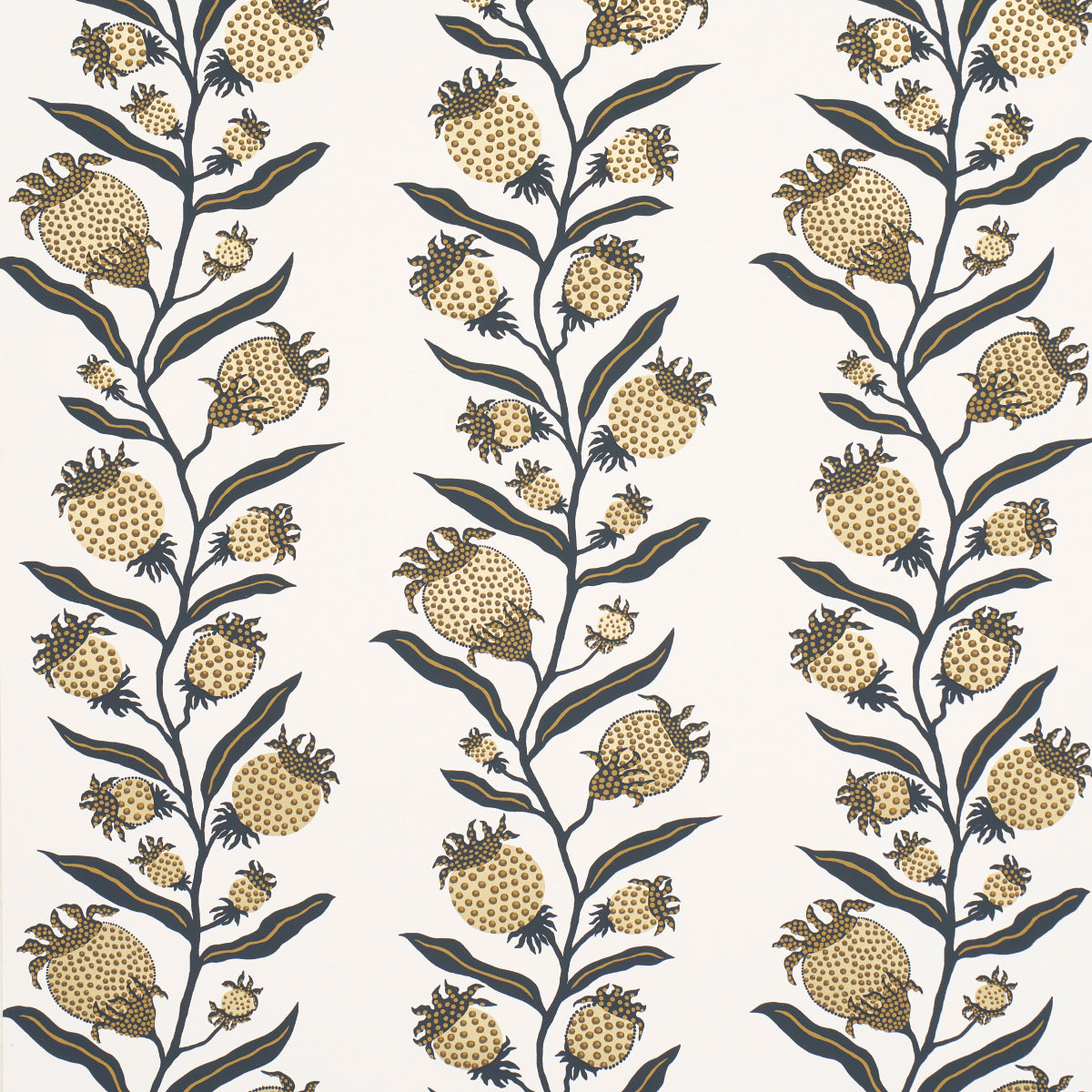 Thistle Vine fabric in black and gold color - pattern number 5015481 - by Schumacher in the Marian Mcevoy collection