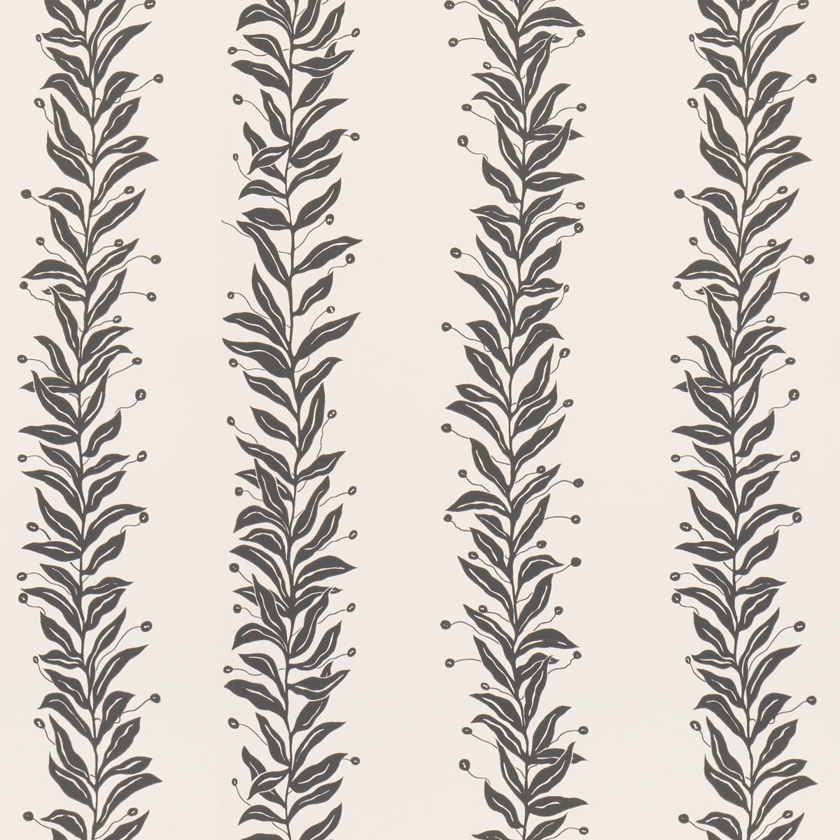 Tendril Stripe fabric in black and cream color - pattern number 5015490 - by Schumacher in the Marian Mcevoy collection