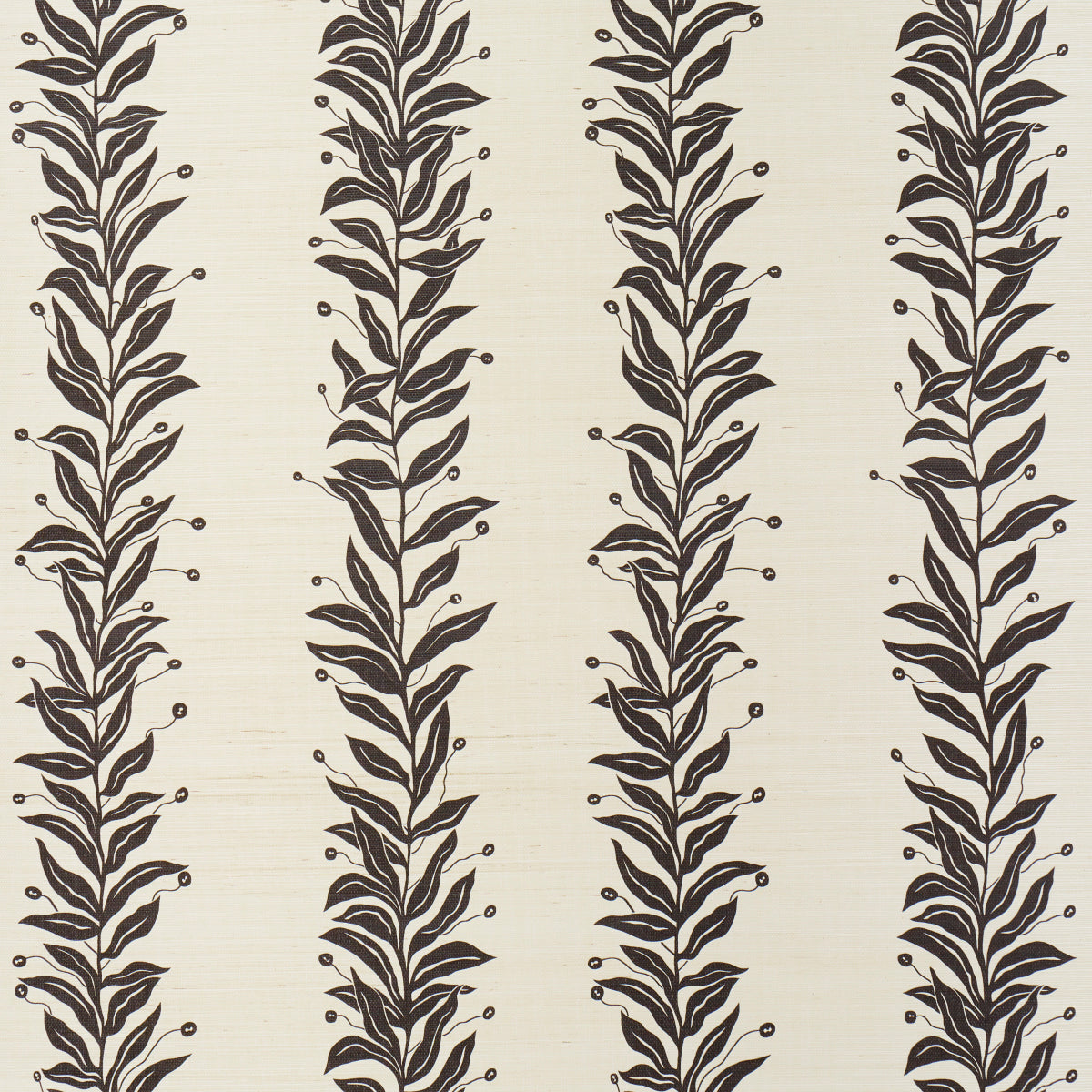 Tendril Stripe Sisal fabric in black and cream color - pattern number 5015562 - by Schumacher in the Marian Mcevoy collection
