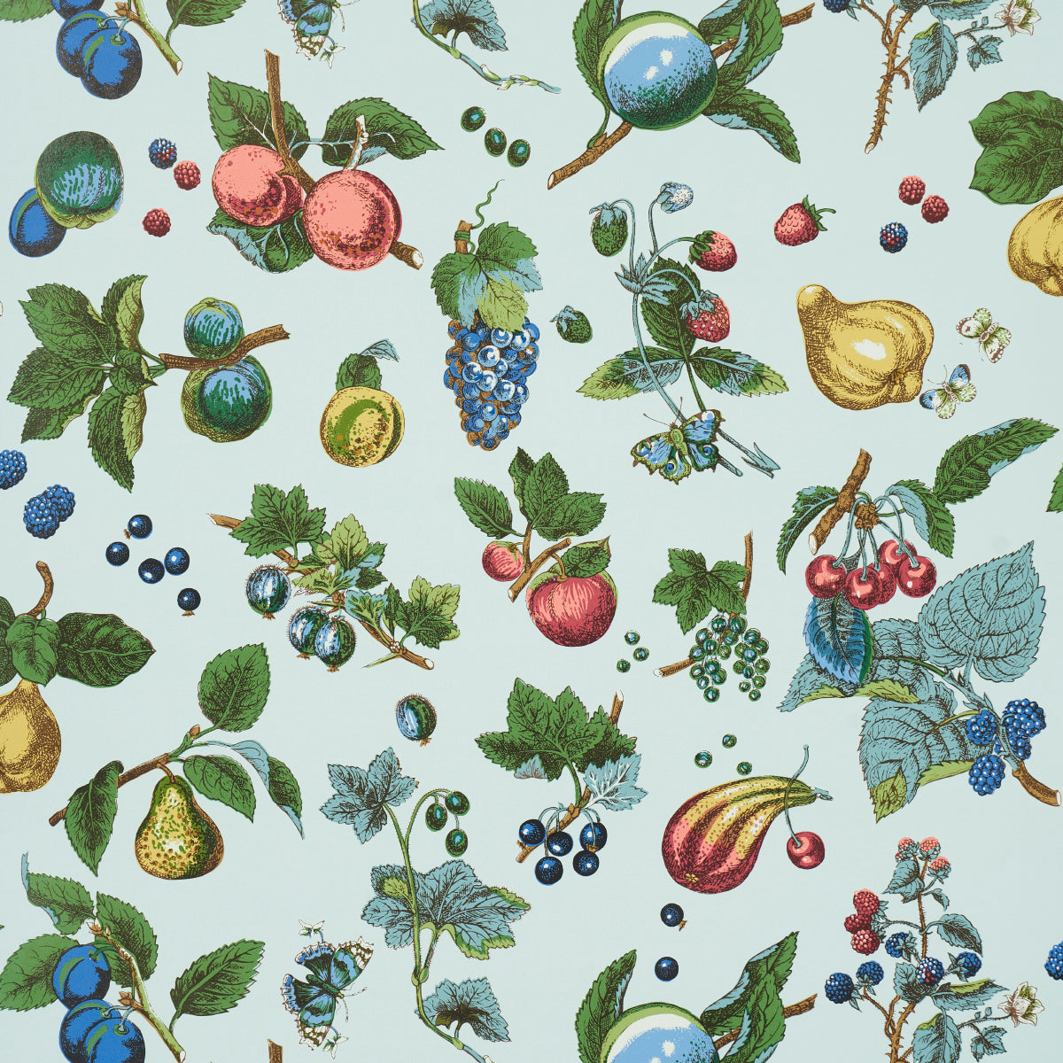 Berry Grove fabric in sky color - pattern number 5015651 - by Schumacher in the Schumacher Classics collection
