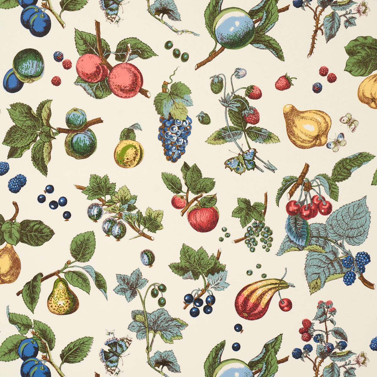Berry Grove fabric in ivory color - pattern number 5015652 - by Schumacher in the Schumacher Classics collection
