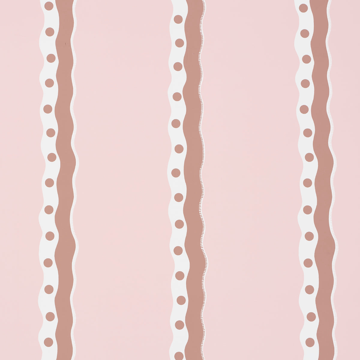 Rousseau Stripe wallpaper in cocoa and blush color - pattern number 5015741 - by Schumacher in the Domino Effect collection