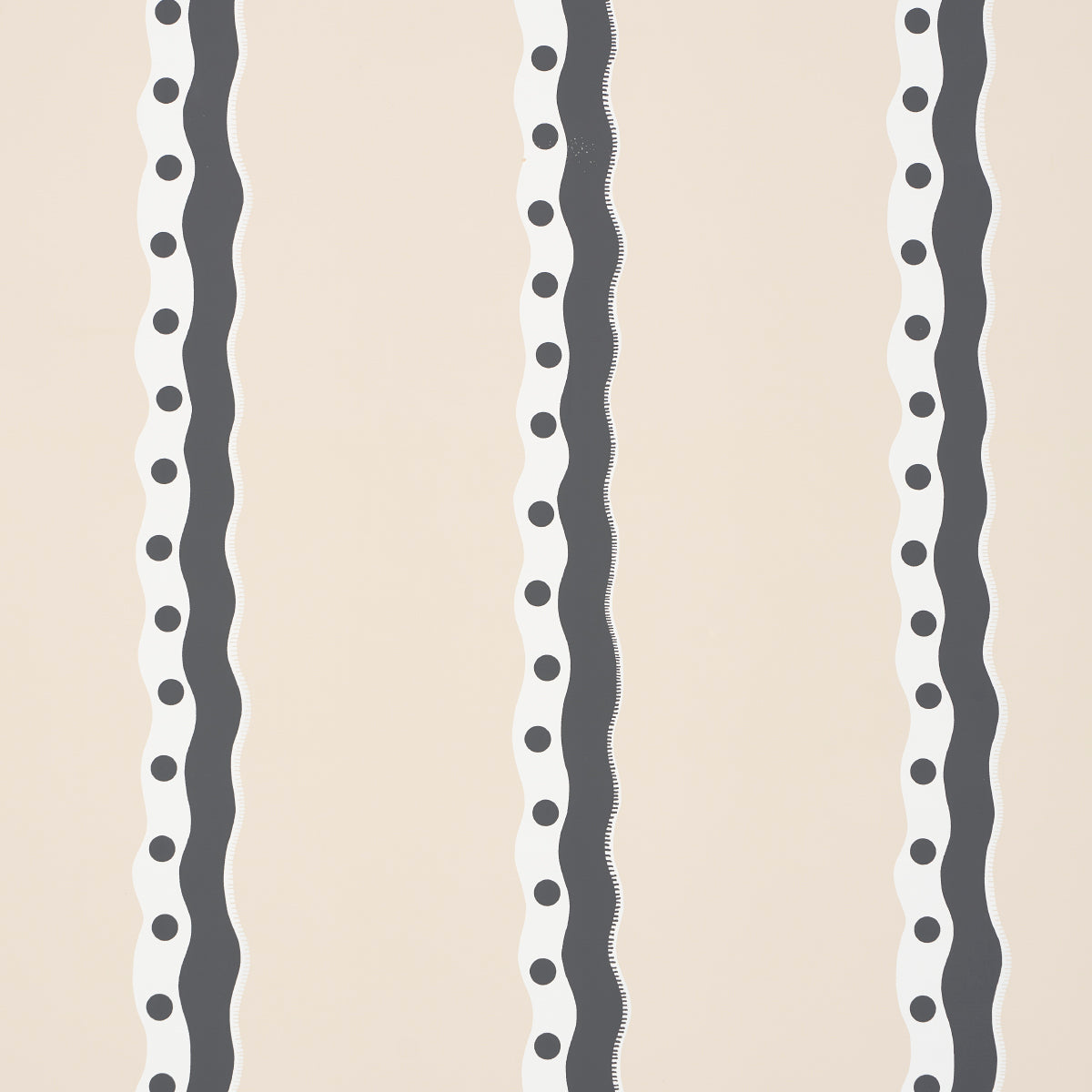 Rousseau Stripe wallpaper in noir and cream color - pattern number 5015742 - by Schumacher in the Domino Effect collection